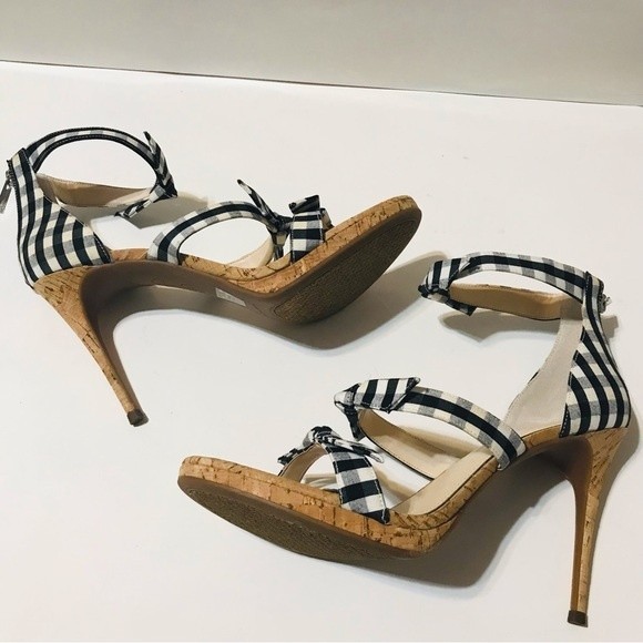 Jessica Simpson Kaycie Checkered Print Cork Stiletto Heels Size 11M - Picture 6 of 7